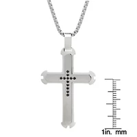 Stainless Steel Black Cubic Zirconia Cross Pendant Necklace