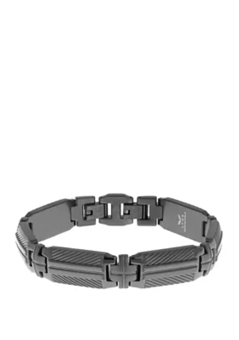Stainless Steel Bracelet with Gun Metal Gray Ion Plating and Lock Extender