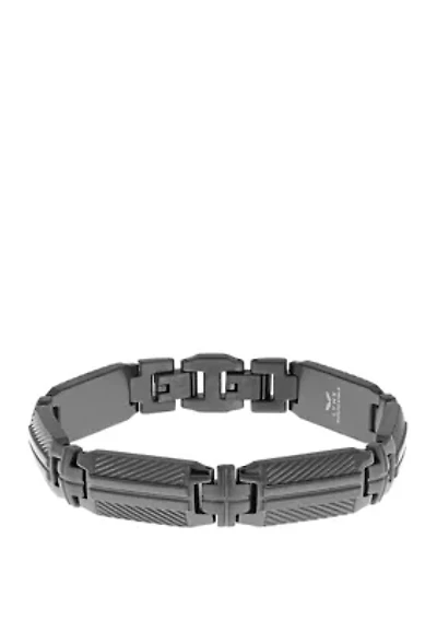 Stainless Steel Bracelet with Gun Metal Gray Ion Plating and Lock Extender