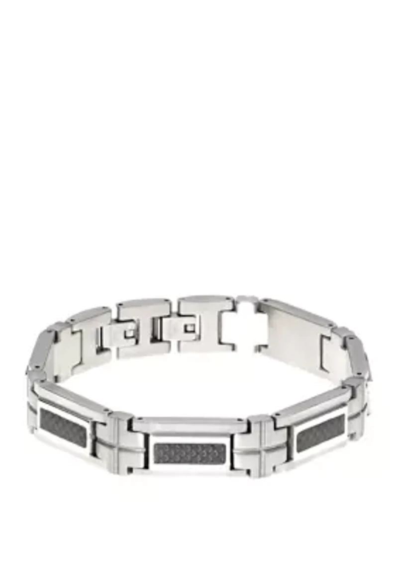 Stainless Steel Bracelet with Carbon Fiber and Extender Lock