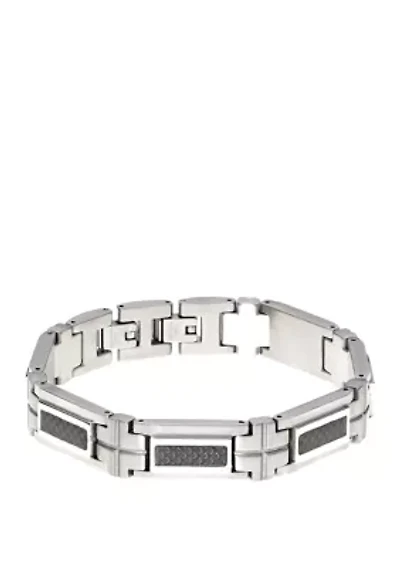 Stainless Steel Bracelet with Carbon Fiber and Extender Lock