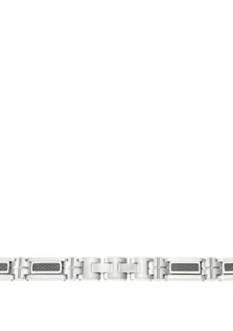 Stainless Steel Bracelet with Carbon Fiber and Extender Lock