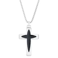 Stainless Steel Two Tone Cross Pendant Necklace
