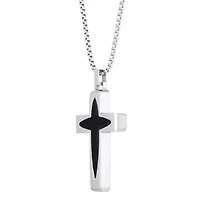 Stainless Steel Two Tone Cross Pendant Necklace