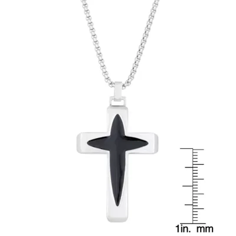 Stainless Steel Two Tone Cross Pendant Necklace