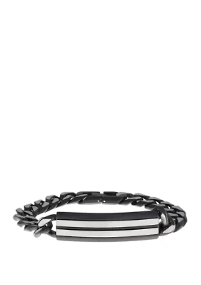 Stainless Steel Black Ion Plated ID Bracelet with Curb Chain