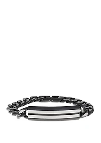 Stainless Steel Black Ion Plated ID Bracelet with Curb Chain
