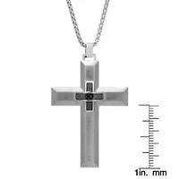 Stainless Steel Carbon Fiber Cross Pendant Necklace