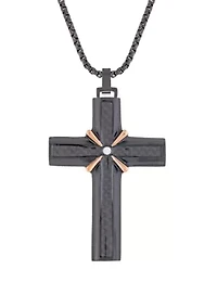Stainless Cross Pendant Necklace on 24 Inch Box Chain 