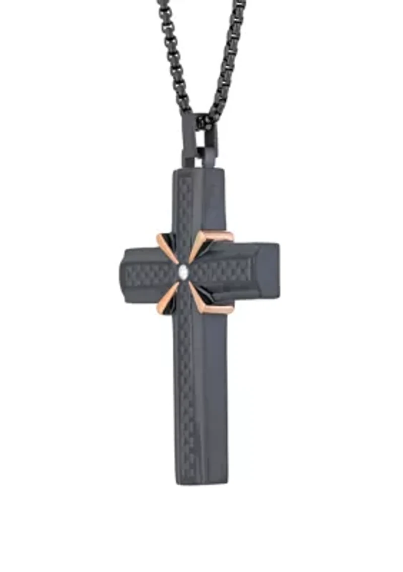 Stainless Cross Pendant Necklace on 24 Inch Box Chain 