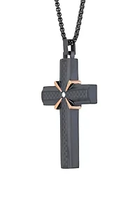Stainless Cross Pendant Necklace on 24 Inch Box Chain 