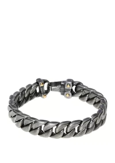 Stainless Steel Curb Chain Bracelet with Black and Gold Ion Plating