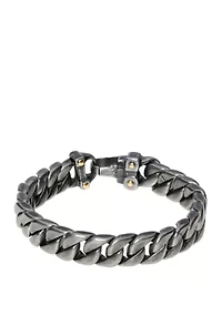 Stainless Steel Curb Chain Bracelet with Black and Gold Ion Plating
