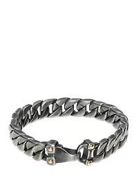 Stainless Steel Curb Chain Bracelet with Black and Gold Ion Plating
