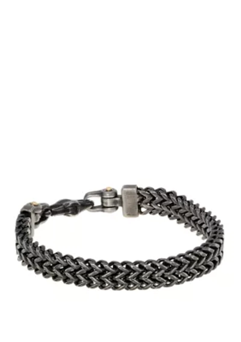 Stainless Steel Curb Chain Bracelet with Black and Gold Ion Plating