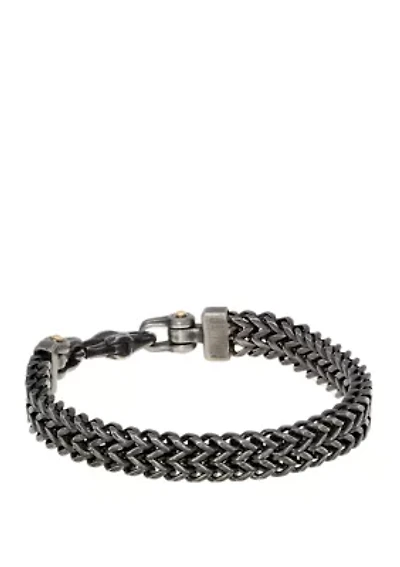 Stainless Steel Curb Chain Bracelet with Black and Gold Ion Plating