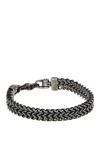 Stainless Steel Curb Chain Bracelet with Black and Gold Ion Plating
