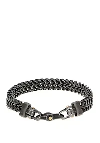 Stainless Steel Curb Chain Bracelet with Black and Gold Ion Plating