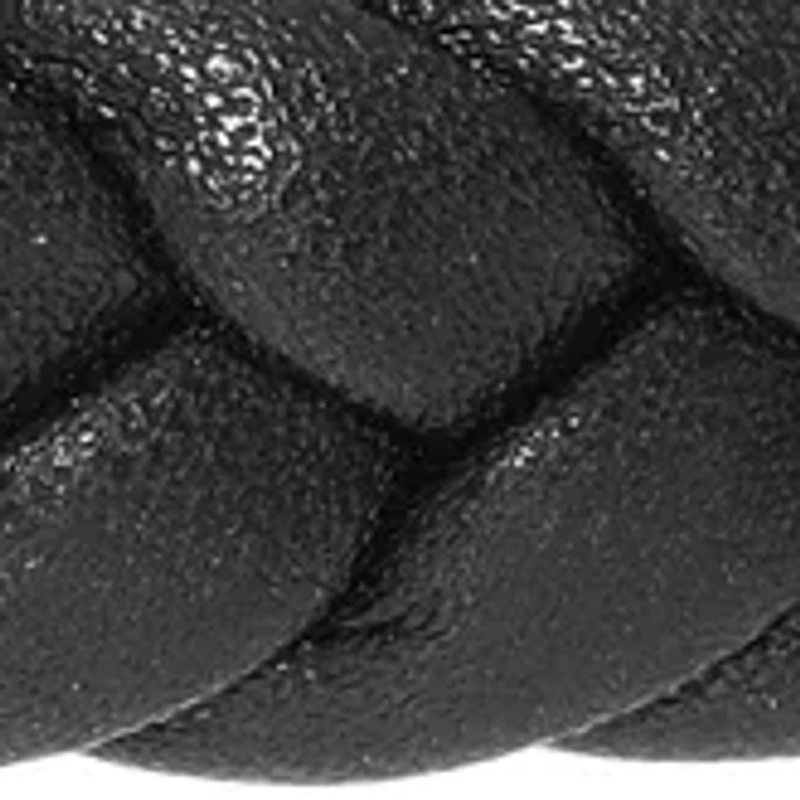 Stainless Steel Braided Black Leather Bracelet with Drawstring