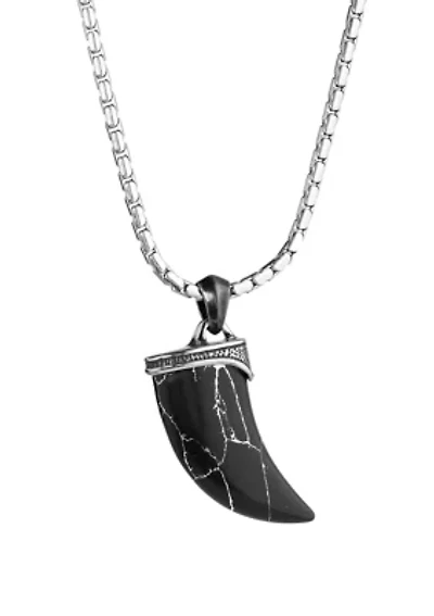Stainless Pendant Necklace with BIP Plating and 24 Inch Snake Chain