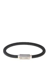 Damascus Steel and Silicone Bracelet with Gold Tone IP Black