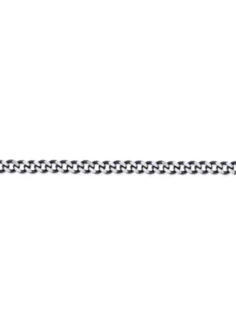 Stainless Steel 7MM Curb Chain Necklace with Grey Ion Plating, 20" Length