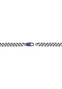 Stainless Steel 7MM Curb Chain Necklace with Grey Ion Plating, 20" Length