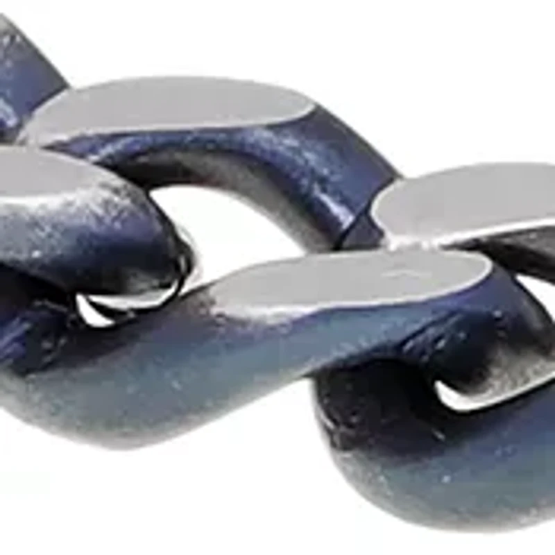 Stainless Steel 7 Millimeter Curb Chain Bracelet with Two-Tone Gray Ion Plating, 8.5 Inch