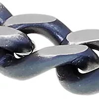 Stainless Steel 7 Millimeter Curb Chain Bracelet with Two-Tone Gray Ion Plating, 8.5 Inch