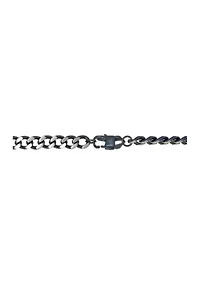 Stainless Steel 7 Millimeter Curb Chain Bracelet with Two-Tone Gray Ion Plating, 8.5 Inch