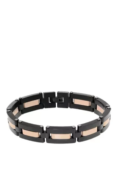 Stainless Steel Bracelet with Black & Rose IP Plating