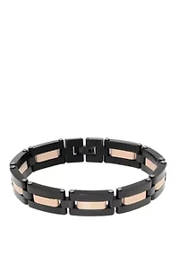 Stainless Steel Bracelet with Black & Rose IP Plating