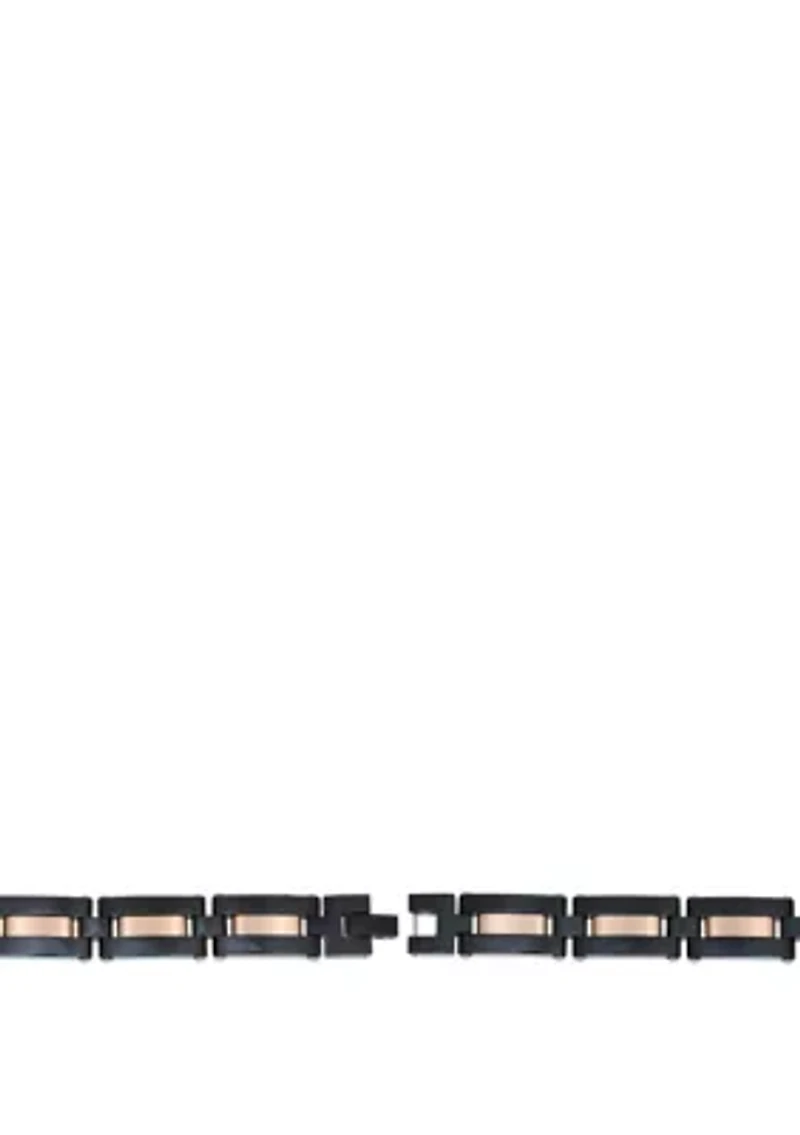 Stainless Steel Bracelet with Black & Rose IP Plating