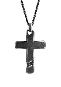 Stainless Cross Pendant Necklace with 24 Inch BIP Curb Chain