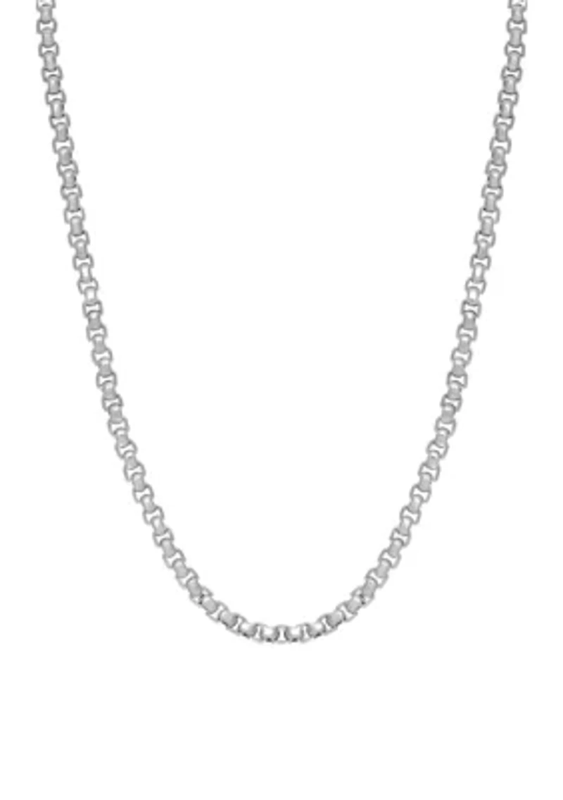 Stainless Steel 5 Millimeter Round Box Chain Necklace, 22 Inch
