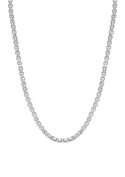 Stainless Steel 5 Millimeter Round Box Chain Necklace, 22 Inch