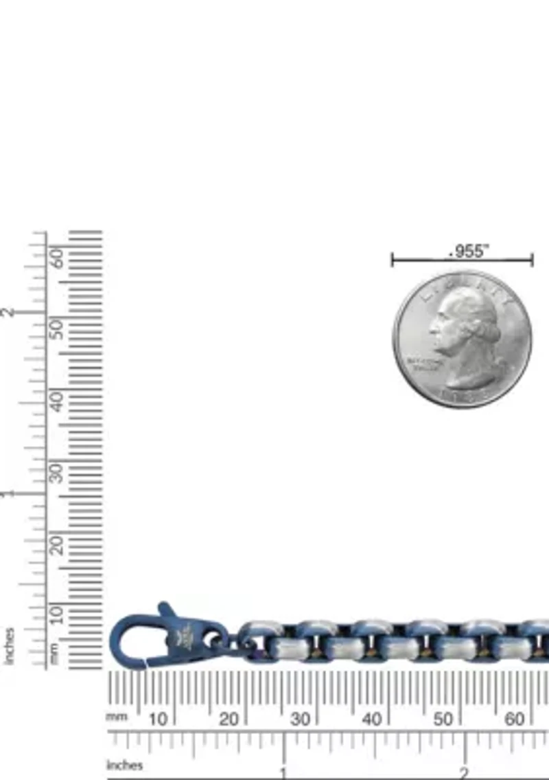 Stainless Steel 5MM Chain Necklace with Blue Ion Plating, 24�� Length