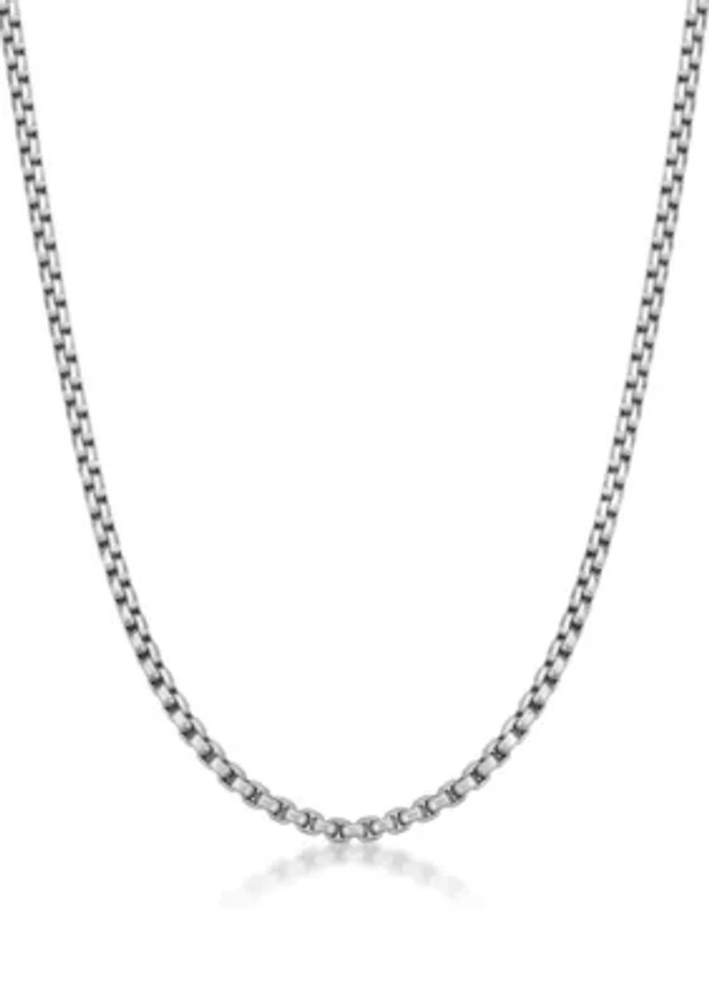 Stainless Steel 5MM Round Box Chain Necklace, 24" Length