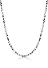 Stainless Steel 5MM Round Box Chain Necklace, 24" Length
