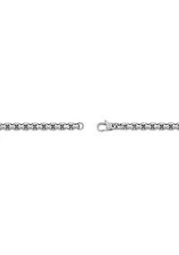 Stainless Steel 5MM Round Box Chain Necklace, 24" Length