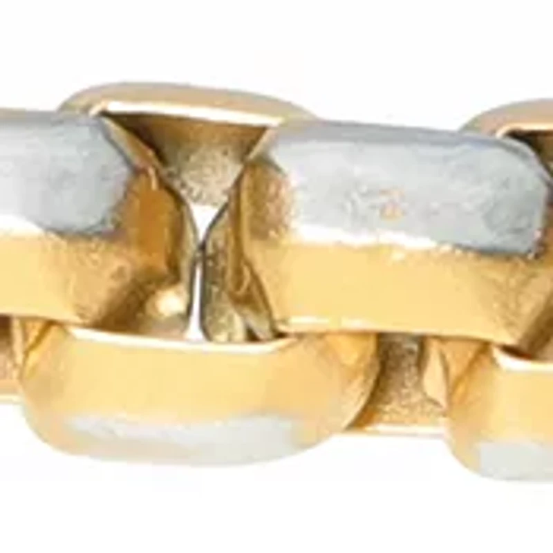 Stainless Steel 5 Millimeter Round Box Chain Bracelet with Two Tone Gold Tone Ion Plating, 8.5 Inch