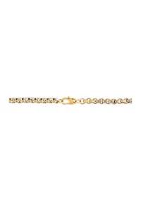 Stainless Steel 5 Millimeter Round Box Chain Bracelet with Two Tone Gold Tone Ion Plating, 8.5 Inch