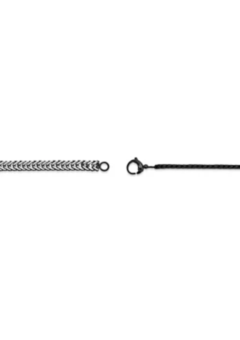 Stainless Steel 6MM Herringbone Chain Necklace with Black Ion Plating, 18" Length