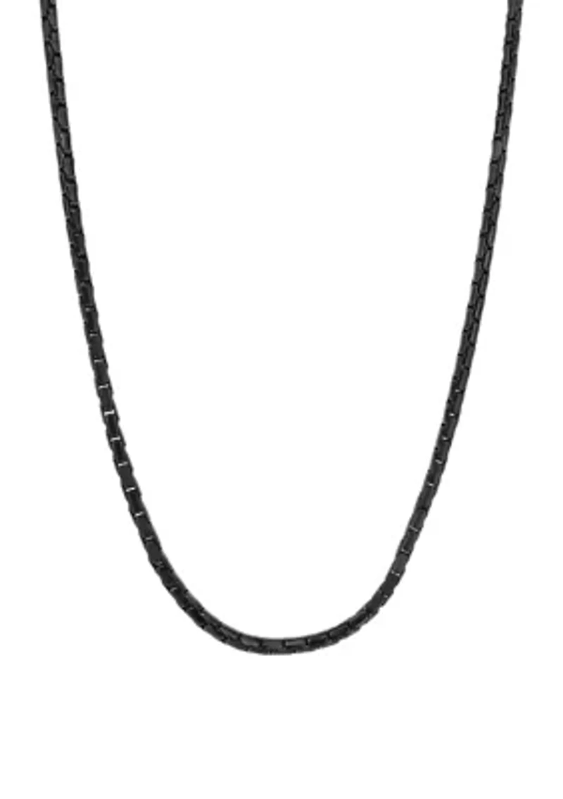 Stainless Steel 2.5 Millimeter Snake Chain Necklace with Black Ion Plating, 24 Inch