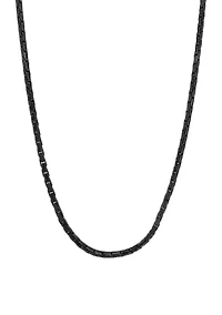 Stainless Steel 2.5 Millimeter Snake Chain Necklace with Black Ion Plating, 24 Inch