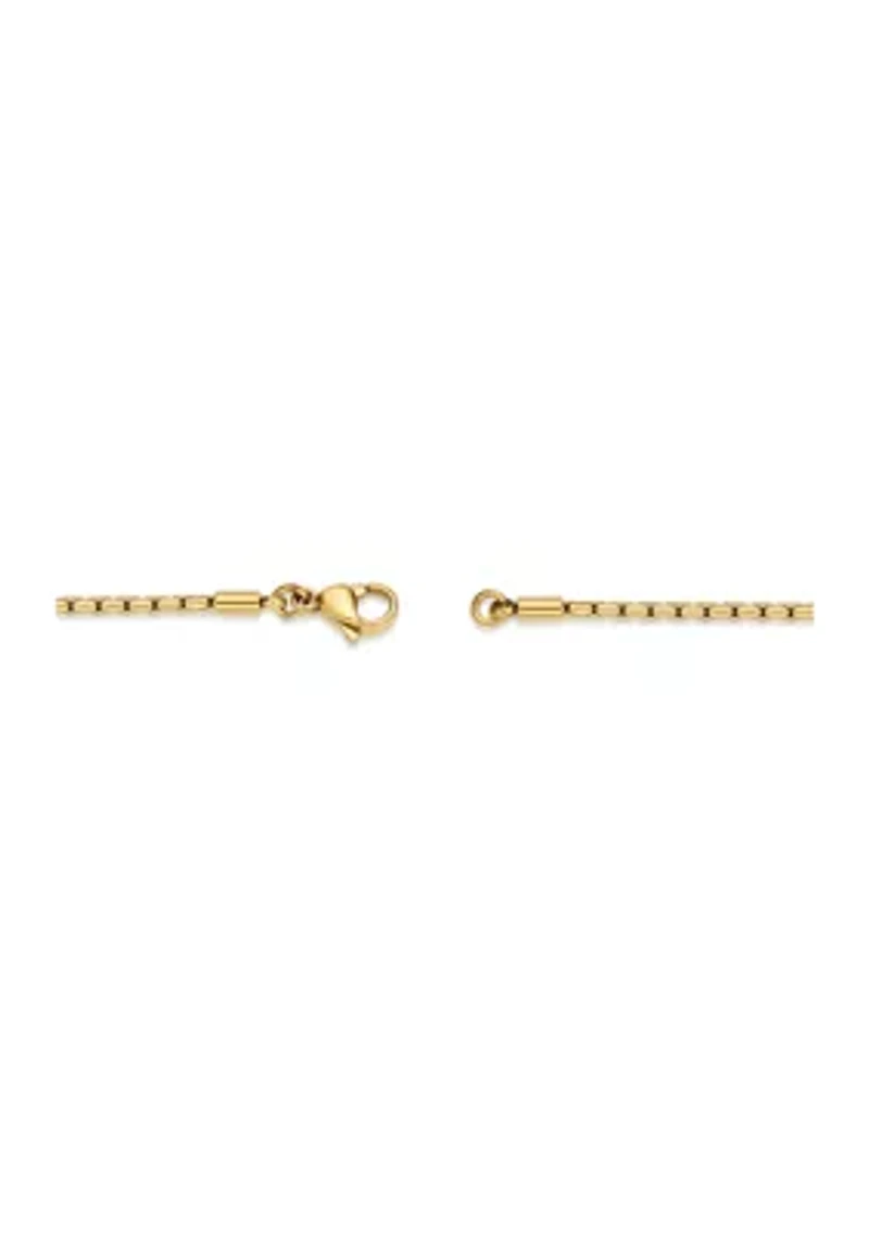 Stainless Steel 2.5 Millimeter Snake Chain Necklace with Gold Tone Ion Plating, 24 Inch