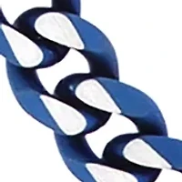 Stainless Steel 8 Millimeter Curb Chain Necklace with Blue Ion Plating, 24 Inch
