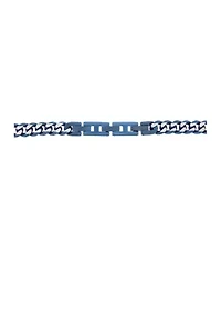 Stainless Steel 8 Millimeter Curb Chain Necklace with Blue Ion Plating, 24 Inch