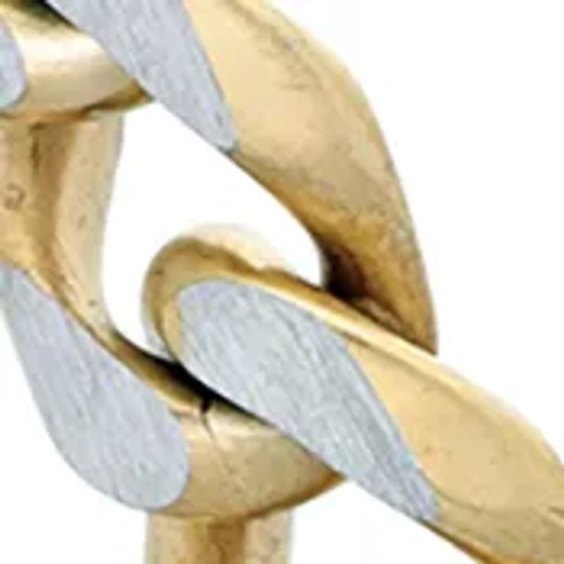 Stainless Steel 8 Millimeter Curb Chain Necklace with Gold Tone Ion Plating, 24 Inch