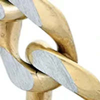 Stainless Steel 8 Millimeter Curb Chain Necklace with Gold Tone Ion Plating, 24 Inch